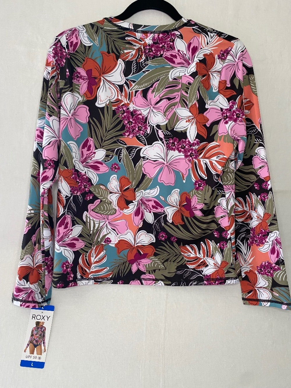 Roxy Women's Rash Guard Multicolor Floral Pattern UPF 50+ Size Large - Picture 2 of 13